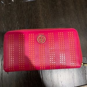 Tory Burch pink and orange wallet